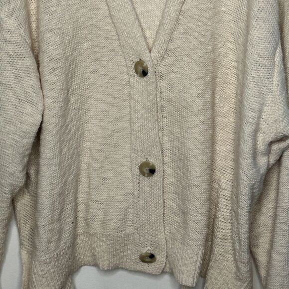 Arizona Jeans Co Cardigan Sweater XXL Beige Open Knit Teacher Minimalist Academy - Picture 2 of 5